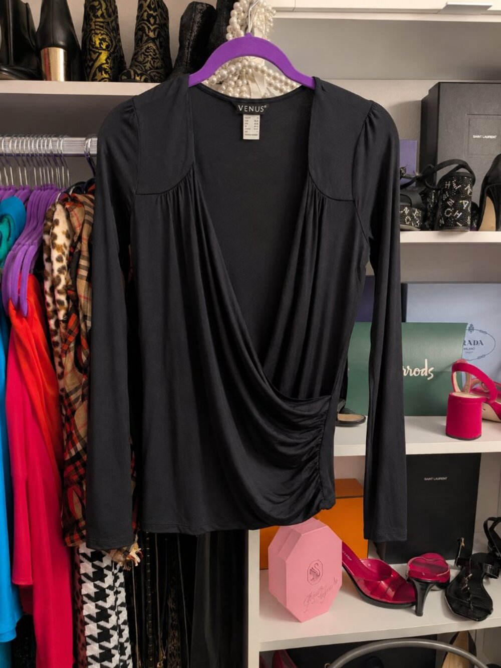 Venus Black Wrap Top